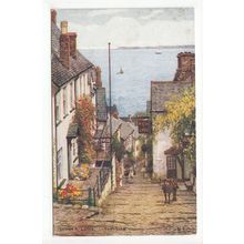 Down A Long Clovelly Art Postcard Devon J Salmon 4169