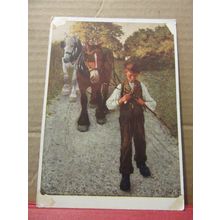 THE PLOUGHBOY painted by H. La Thangue used postcard dated 1958 art =