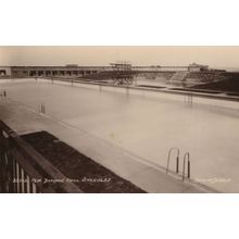 Skegness Swimming Pool EMPTY ! Antique Real Photo Lincs Postcard