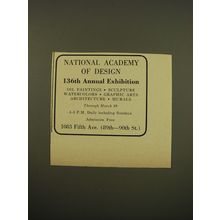 1961 National Academy of Design Advertisement - 136th Annual Exhibition