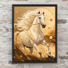 Jumping Horse Wall Art Picture Wild Horse Art Lounge Artwork White Horse Gift (