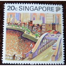 Singapore 1990 Tourism 20c Singapore River mint stamp SG626 bridge
