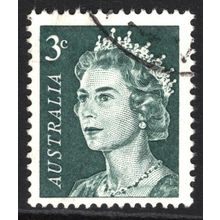 AUSTRALIA 1966: QUEEN ELIZABETH II DEFINITIVES - 3c GREY-GREEN USED (G1)
