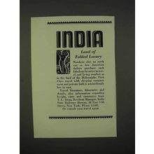 1938 India Tourism Ad - Land of Fabled Luxury