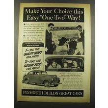 1940 Plymouth Cars Ad - Make Your Choice