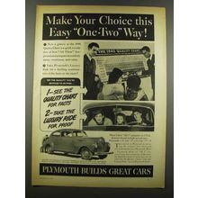 1940 Plymouth Cars Ad - Make Your Choice