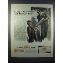 1946 La Monte Safety Paper Ad - Parmount with Banks