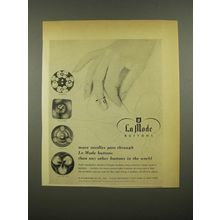 1948 La Mode Buttons Ad - More Needles Pass Through