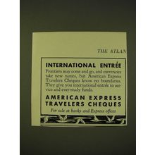 1933 American Express Travelers Cheques Ad - International Entre