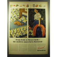 1950 B.F. Goodrich Koroseal Ad - From beds to flower beds - the modern material