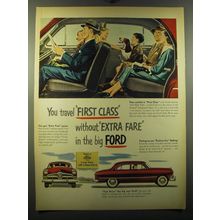1950 Ford Cars Ad - You travel first class without extra fare in the big Ford