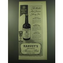 1949 Harvey's Bristol Cream Sherry Ad - The world's most famous Sherry Trio