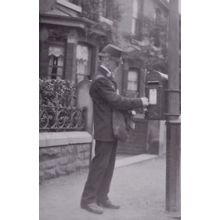 Old Postman At Hyde Cheshire Pillar Box Real Photo Postcard
