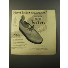 1954 Bates Floaters Shoes Ad - Lightest leather casuals ever