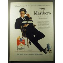 1960 Marlboro Cigarettes Ad - Why don't you settle back