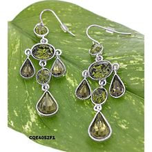 Crystal Tear Drop Earrings - Green - ER-CQE4052F1