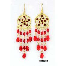 Chandelier Rhinestone Earring - Red - ER-CE361RD