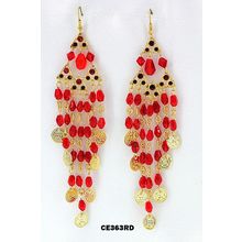 Chandelier Rhinestone Earring - Red - ER-CE363RD