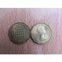 GB 1954 Elizabeth II Brass Threepence 3d Coin High Grade AU