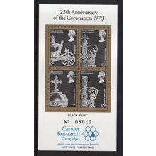 Elizabeth II - 1978 - 25th Anniv. of the Coronation, Cancer Research Sheet