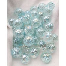 SNOWFLAKE 16mm *DISCONTINUED SIZE* 24 Glass Marbles, Clear with Blue Speckles