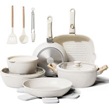 19 Pcs Pots and Pans Set Non Stick Ceramic Cookware Set with Removable Handles,