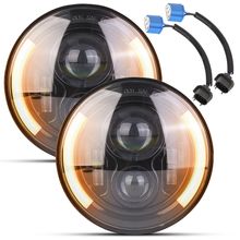 Pack of 2] 2Pcs 7In 40W Round LED Headlights 3800LM Halo Car Headlamp with D...