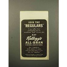 1940 Kellogg's All-Bran Cereal Ad - Join the Regulars