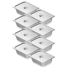 8 Pack Hotel Pans, 1/2 Size Anti-Jam Steam Pan with Lid, 0.8mm Thick Stainle...
