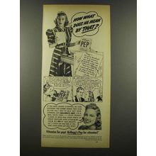 1940 Kellogg's Pep Cereal Ad - Now What Does He Mean