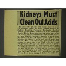 1940 Cystex Medicine Ad - Kidneys Clean Out Acids
