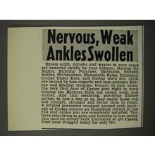 1940 Cystex Medicine Ad - Nervous, Weak Ankles Swollen