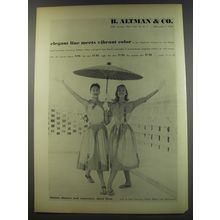 1956 B. Altman & Co. Fashion Ad - Elegant Line meets vibrant color