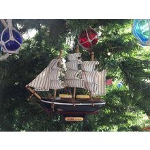 Pack Of 2] Wooden Flying Cloud Model Ship Christmas Tree Ornament