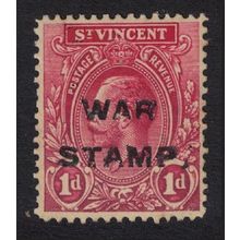 St. Vincent War Stamp 'Comma for STOP' VARIETY 1916 MH SG#122b