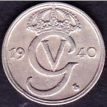 1940 Sweden 10 Ore Coin