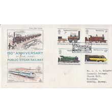 GB 1975 150 anniv of first public steam railway FDC