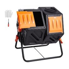 Compost Bin, 37-Gal Dual Chamber Composting Tumbler, High Volume Two Rotatin...