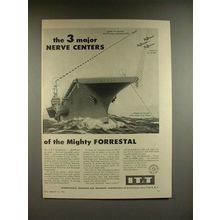 1956 IT&T Ad w/ U.S.S. Forrestal Aircraft Carrier