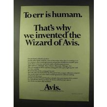 1973 Avis Rent-a-Car Ad - To Err is Humam