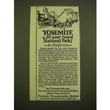 1924 Yosemite Transportation System Ad - Yosemite all year 'round National Park!