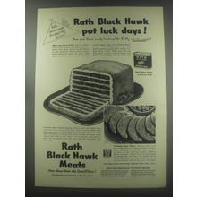 1952 Rath Black Hawk Meats Ad - Rath Black Hawk pot luck days