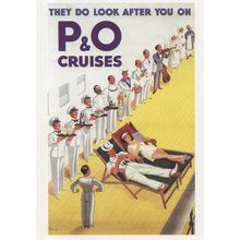 P&O Cruise Ferry Ship Waiters & Crew in 1960s Advertising Postcard