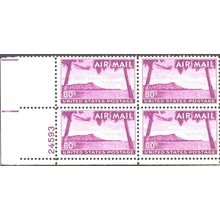 Hawaii Diamond Head Airmail Plate Block of 4 80 Cent Mint Stamps Scott C46