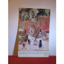 MERRY ELVES, FLOWER POT TOWN by Alan Wright unused antique postcard Regency =