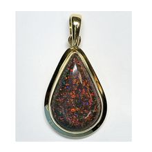 03912.0 - 14 Kt Yellow Gold pendant 30x15 mm With Treated Australian Opal Matrix
