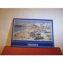 BEACH, ALBUFEIRA, ALGARVE, PORTUGAL used postcard 1989 pm =
