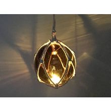 Pack Of 2] LED Lighted Amber Japanese Glass Ball Fishing Float with White Ne...