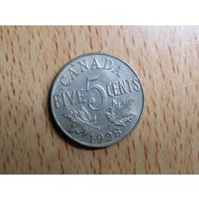 1928 King George v 5 Cents Canada Coin
