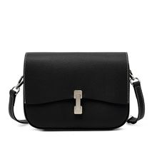 Genuine Leather Women Square Crossbody Shoulder Purse Flap Satchel Handbag Black